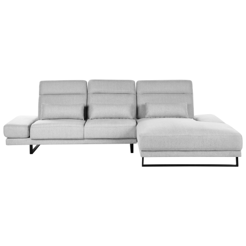 Beliani Corner Sofa 4 Seater IKAST Fabric Light Grey Left Hand
