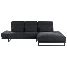 Corner Sofa 4 Seater IKAST Fabric Black Left Hand