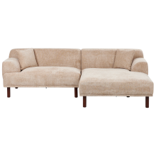 Corner Sofa 3 Seater HOLT Fabric Beige Left Hand