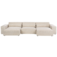 Modular Corner Sofa 4 Seater HELLNAR with Ottoman Velvet Light Beige Left Hand