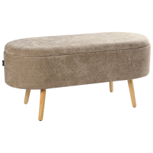 Upholstered Storage Bench OKLAHOMA Chenille Light Brown with Storage