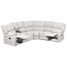 Manual Recliner Corner Sofa 5 Seater ROKKE Fabric Off-White Light Beige Left Hand