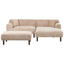 Corner Sofa 3 Seater HOLT with Ottoman Fabric Beige Left Hand