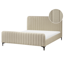 Bed Boucle LUNAN 160 x 200 cm (EU King Size) Beige