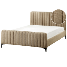 Bed Boucle LUNAN 140 x 200 cm (EU Double) Taupe