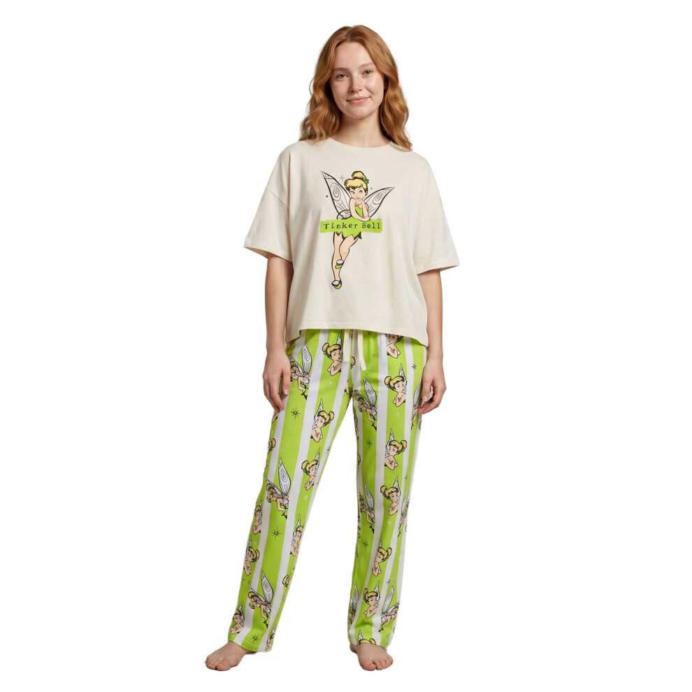 Disney (X-Small) Peter Pan Short Sleeve Long Leg Pyjama Set (Womens White)