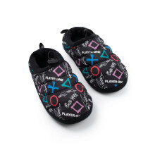 (13 UK Child) PlayStation Slip On Loafer Slippers (Boys Black)