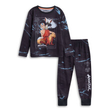(11-12 Years) Avatar: The Last Airbender Long Sleeve Long Leg Pyjama Set (Boys Black)