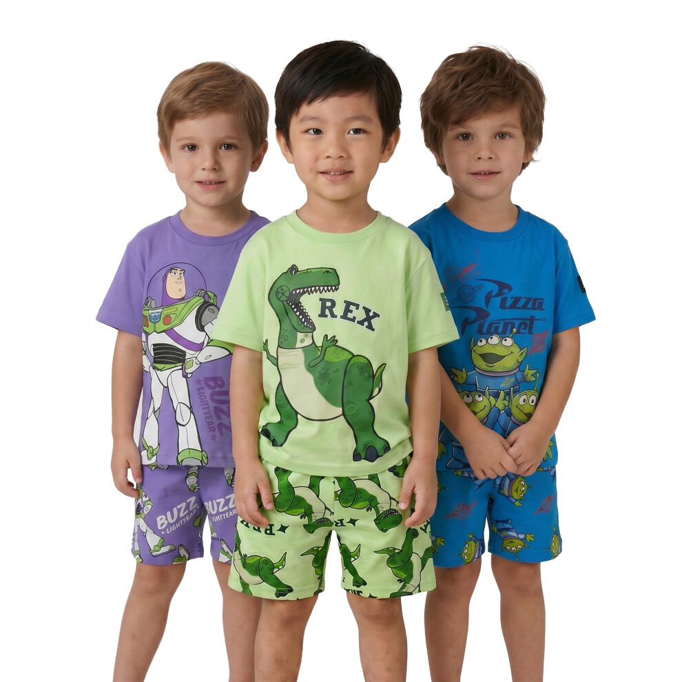 Disney Men's Multicolor Boy's Multi-Pack Of 3 Short Sleeve Short Leg Pyjama Set | Multicoloured | Size: 4-5 Years - Image 2