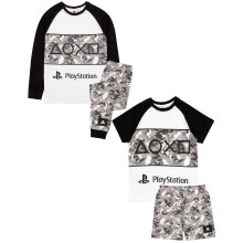 (11-12 Years) PlayStation Short Sleeve Short Leg Pyjama Set (Boys Grey)