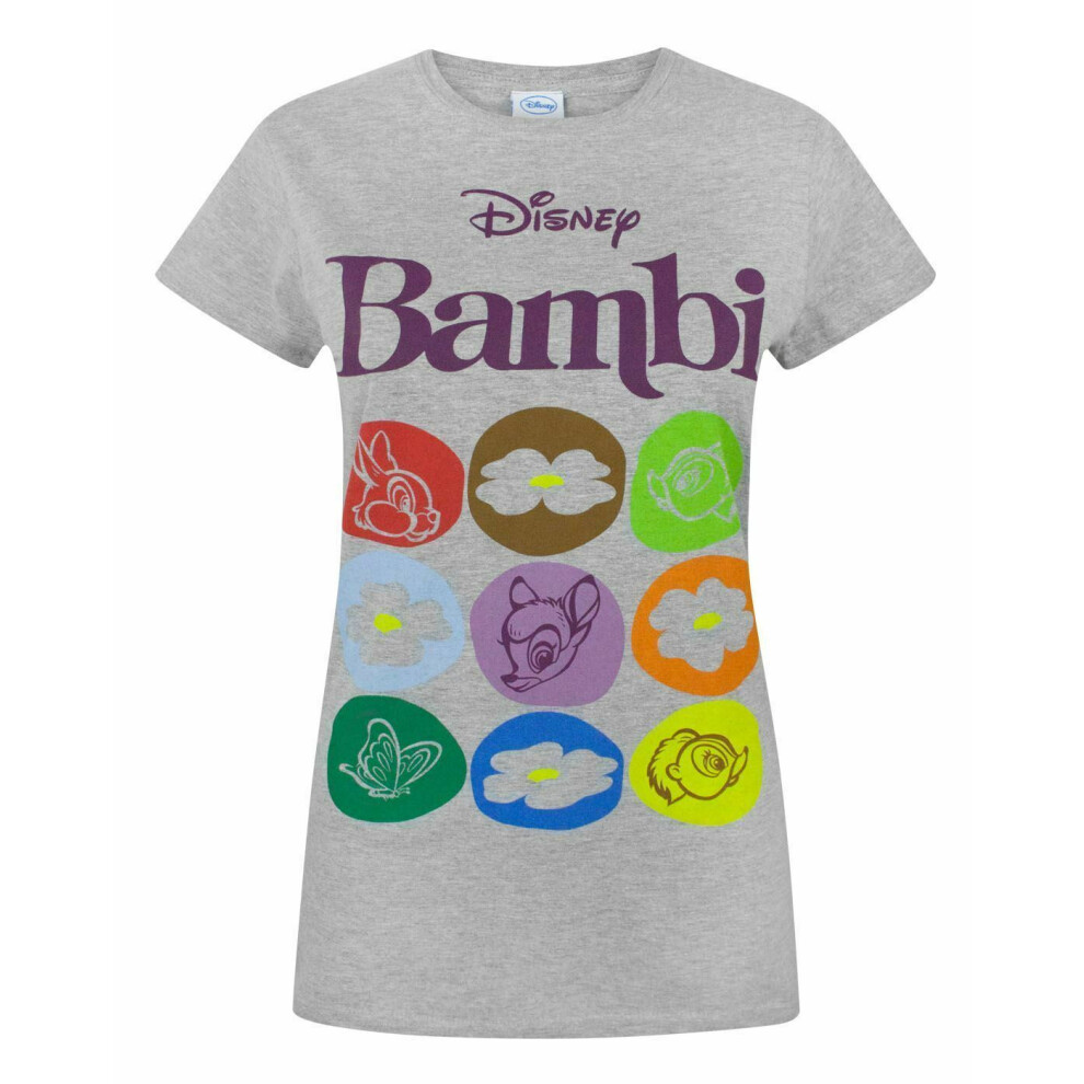 Disney (Large) Bambi Short Sleeved T-Shirt (Womens Grey)