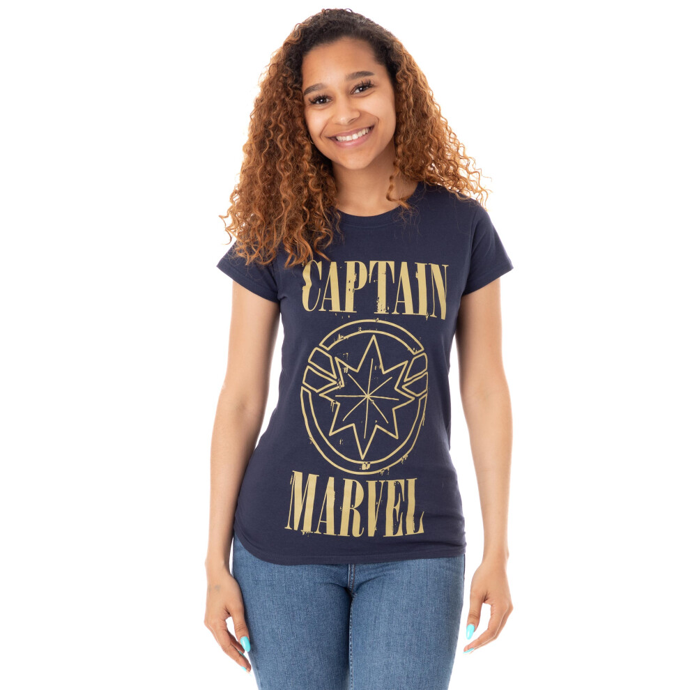 Marvel (X-Large) Short Sleeved T-Shirt (Womens Blue)