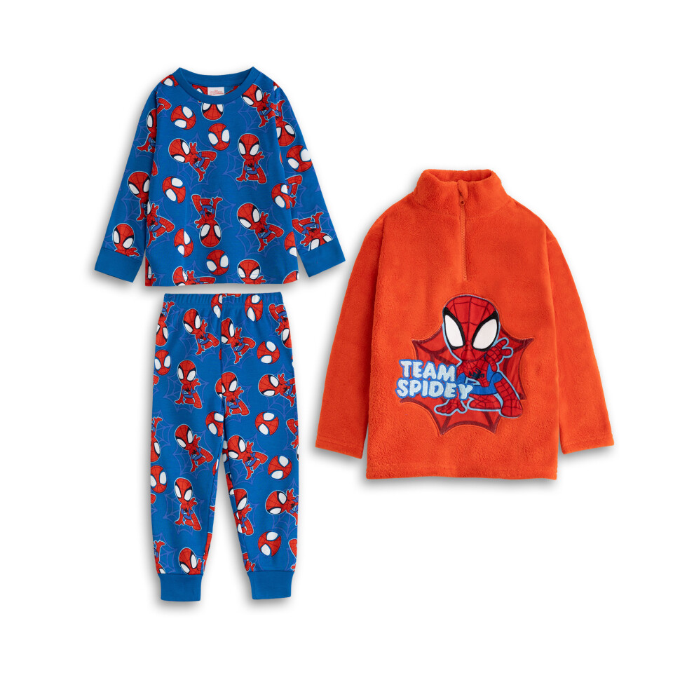 Marvel (2-3 Years) Spiderman Long Sleeve Long Leg Pyjama And Jumper 3 Piece Set (Boys Blue)