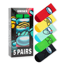 (12.5-3.5 UK Child) Among Us Calf Socks Set of 5 (Boys Multicoloured)