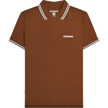 (M, Brown (White/Angel)) Lambretta Mens Twin Tipped Short Sleeve 3 Button Placket Cotton Polo Shirt Top