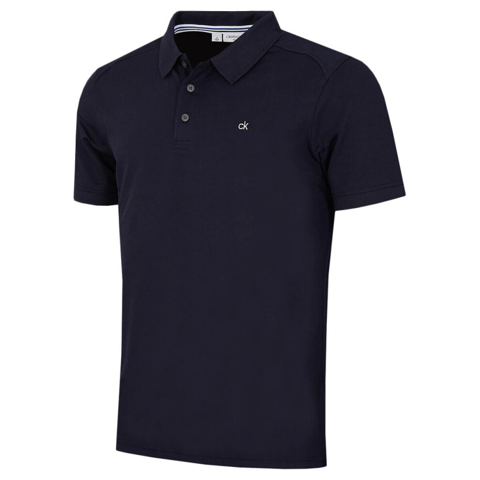 Calvin Klein (Xxxxl, Navy) Mens 2026 Campus 3 Button Ribbed Collar Golf Polo Shirt