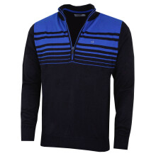 (L, Blk/Roy) Calvin Klein Mens Rapid 1/2 Zip Durable Striped Soft Sweater