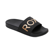 (UK 5, Black/M Gold) Roxy Womens Slippy Summer Beach Pool Sandals Thongs Flip Flops Slides Sliders