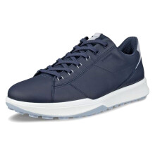 (UK 8-8.5, Marine/Concrete) Ecco Mens Street Vibe Lace Up Waterproof Spikless Leather Golf Shoes