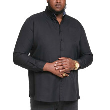 (3XL Tall, Black) D555 Mens Richard Big Tall Kingsize Long Sleeve Button Down Collar Oxford Shirt