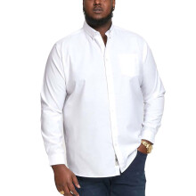 (2XL Tall, White) D555 Mens Richard Big Tall Kingsize Long Sleeve Button Down Collar Oxford Shirt
