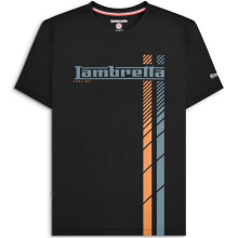 (L, Black) Lambretta Mens Fade Racing Stripe Short Sleeve T-Shirt