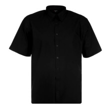 (5XL, Black) Espionage Mens Button Down Collar Big & Tall Short Sleeve Shirt