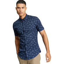 (3XL, Dark Navy) Ben Sherman Mens Floral Geo Print Short Sleeve Shirt