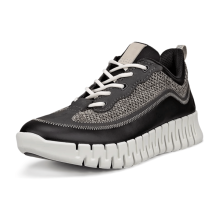 (4.5 UK (37EU), Black/Magnet/Steel) ECCO Womens Gruuv Leather & Textile Trainers