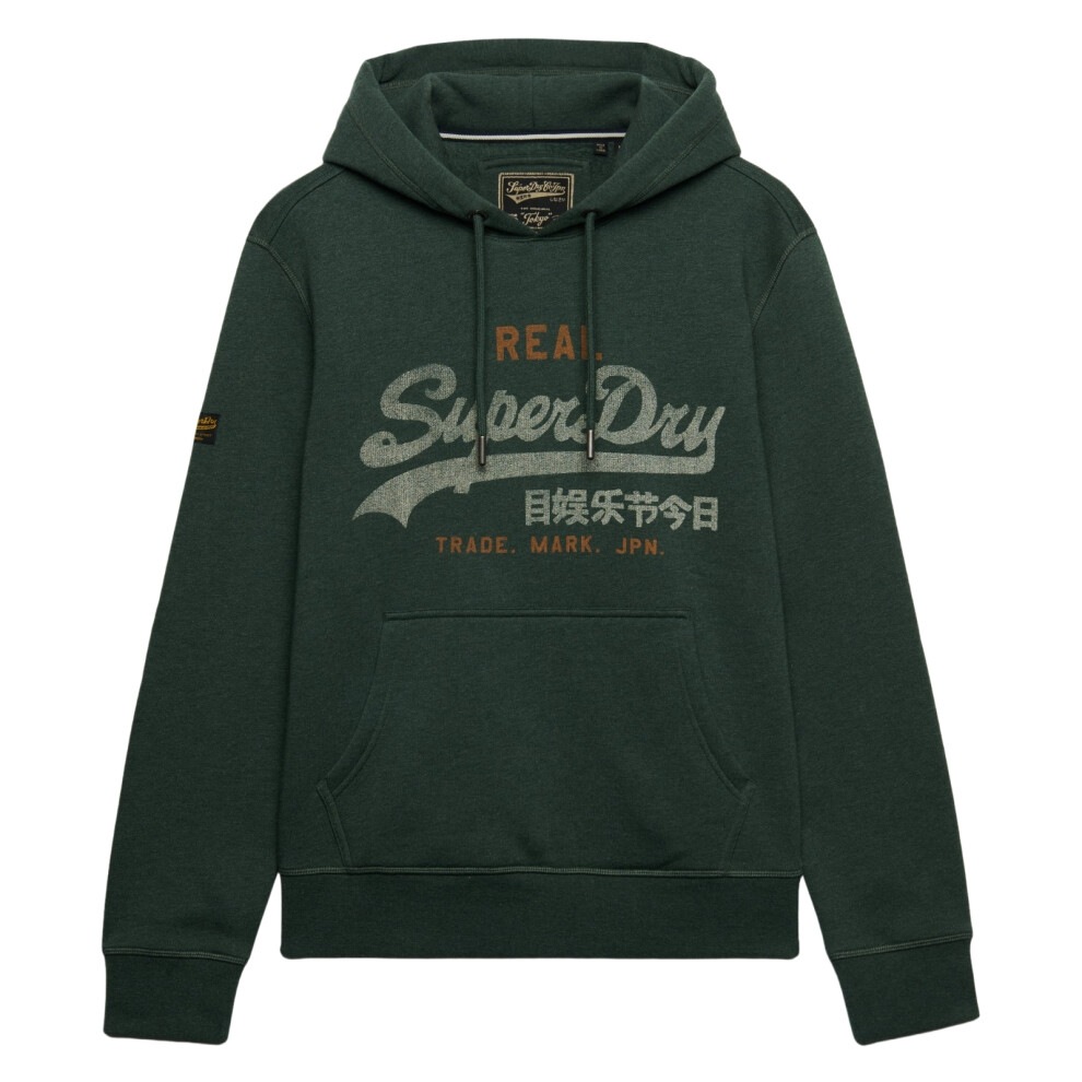 Superdry (S, Denver Green Marl) Mens Vintage Logo Heritage Relaxed Hoodie