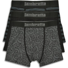 (XL, Black/Grey) Lambretta Mens 3 Pack Boxer