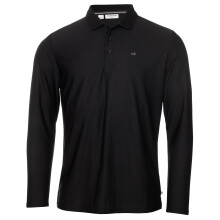 (M, Black) Calvin Klein Mens Long Sleeve Light Central Golf Polo Shirt