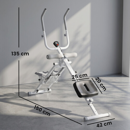 SPORTNOW Foldable 2-in-1 Ab Machine and Stair Stepper for Core, White 2