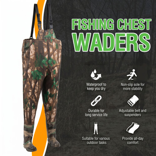 Waterproof Camouflage Waders UK Size 8 / EU 42 2