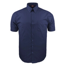 (3XL, Navy) Espionage Mens Button Down Collar Big & Tall Short Sleeve Shirt