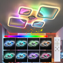 Modern Chandelier LED Lamp RGB Crystal Frame Smart BT Music Ceiling Light Lamp