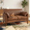 Homcom HOMCOM 2 Seater Sofa, 132 cm Modern Small Sofa with Solid Wood Legs, Brown 1