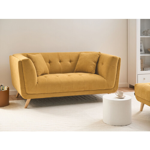 Beliani Sofa 2 Seater HABO Fabric Mustard 1