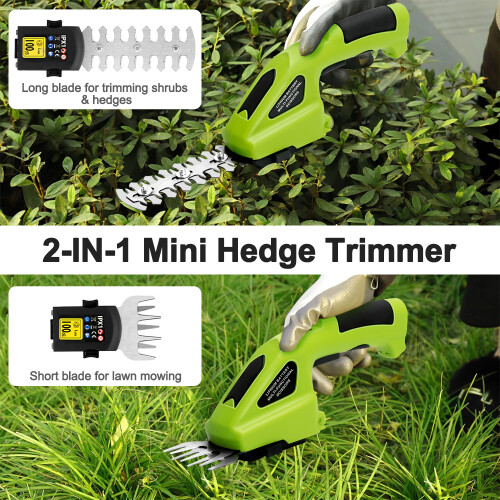 Cordless Hedge Trimmer 2 Blades Rechargeable 7.2V Handheld 1