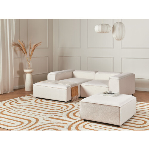 Beliani Modular Corner Sofa 2 Seater ARDAL with Ottoman Boucle Off-White Right Hand 1