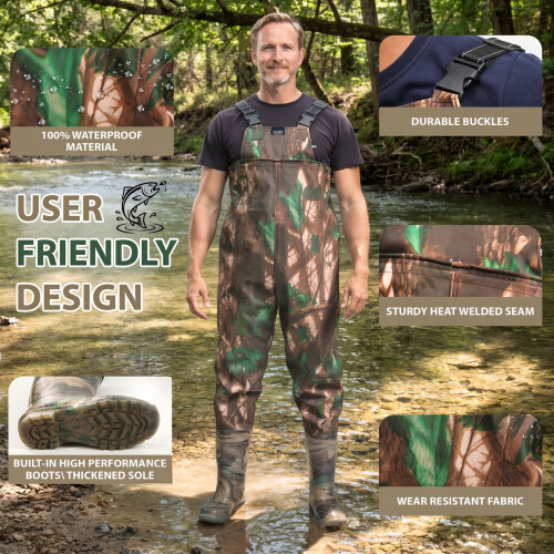 Waterproof Camouflage Waders UK Size 10 / EU 44 2