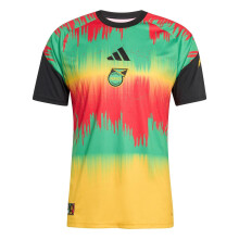 (M, Gold/Green) Adidas Mens 2026 Pre Match Jamaica Contrast Panel Football Shirt
