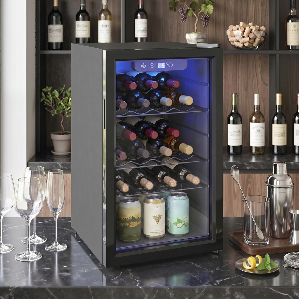 Homcom 24 Bottle Wine Cooler, 68L Freestanding Drinks Wine Fridge