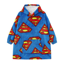 (7-10 Years, Blue/Red) Superman Childrens/Kids Oversized Long-Sleeved Blanket Hoodie