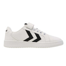 (13 UK Child, White/Black) Hummel Childrens/Kids Derby Flat Court Trainers