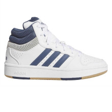 (4.5 UK, White) Adidas Childrens/Kids Hoops 3 Stripes High Top Trainers