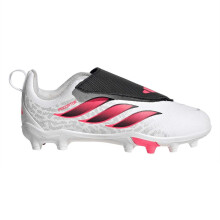(11 UK Child, White/Coral) Predator Childrens/Kids Predator Laceless Firm Ground Football Boots