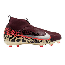 (5 UK, Burgundy) Nike Childrens/Kids Zoom Mercurial Superfly 10 Academy Leopard Print Laceless Firm Ground Football Boots