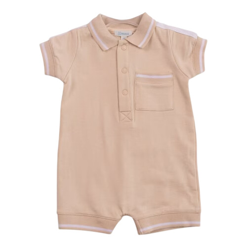 (9 months, Beige) Mintini Baby Tipped Romper