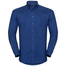 (19inch, Bright Royal) Russell Collection Mens Long Sleeve Easy Care Oxford Shirt